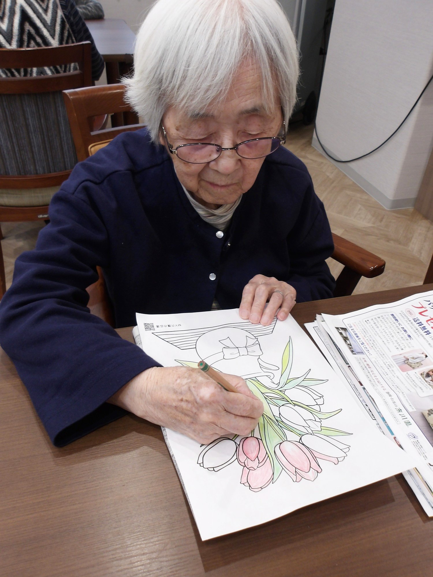 お花の塗り絵-1　ニチイホーム野方