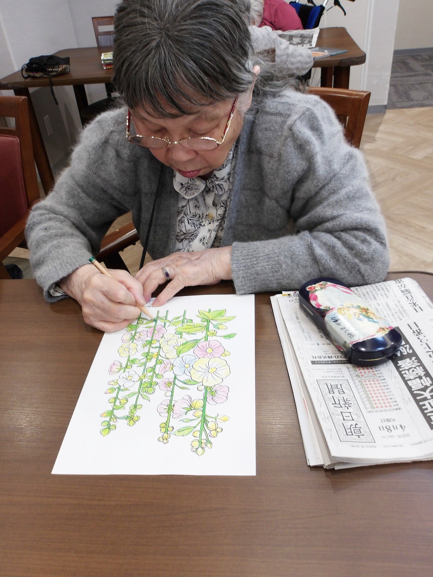 お花の塗り絵-4　ニチイホーム野方