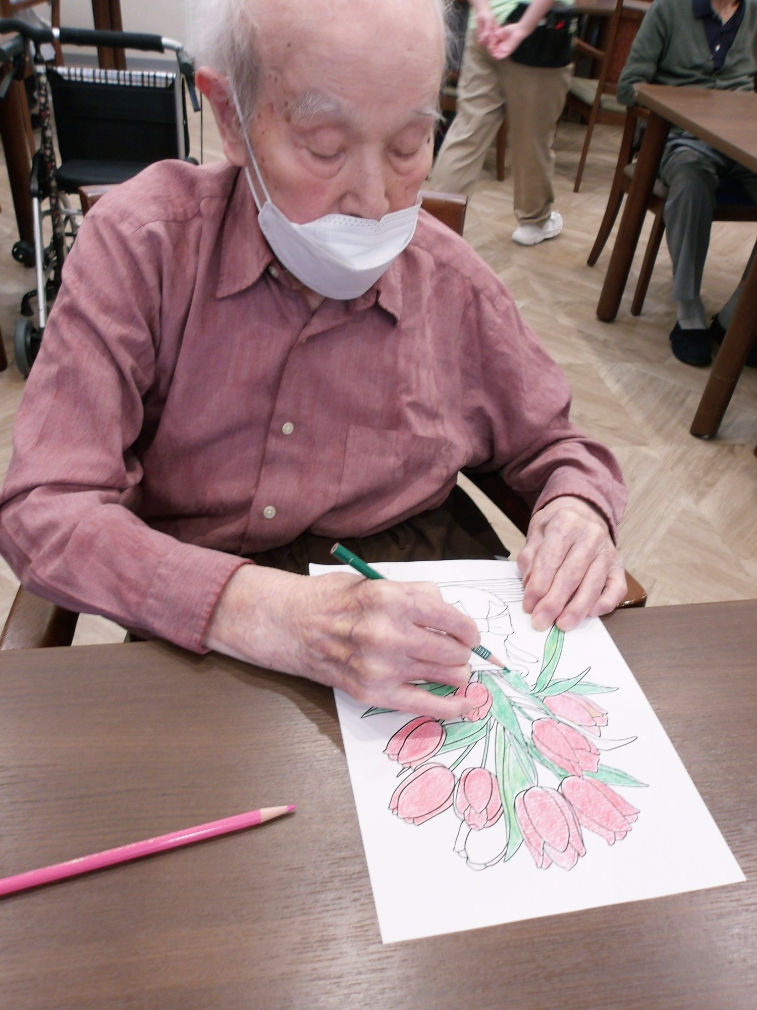 お花の塗り絵-5　ニチイホーム野方