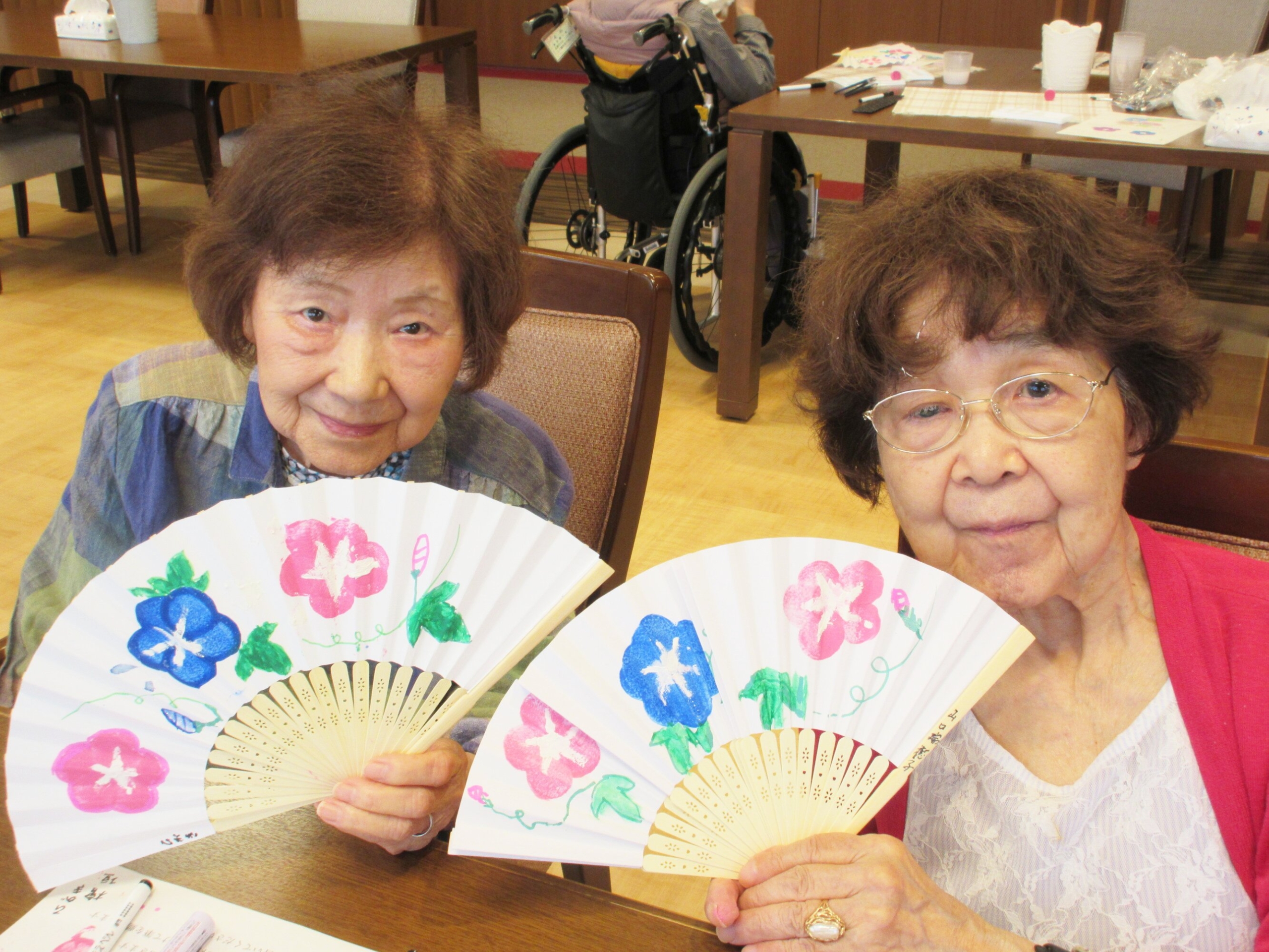 アサガオ扇子で夏支度０１　ニチイホーム朝霞