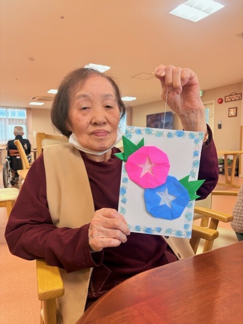 朝顔の壁面飾り　ニチイメゾン瀬田Ⅱ番館