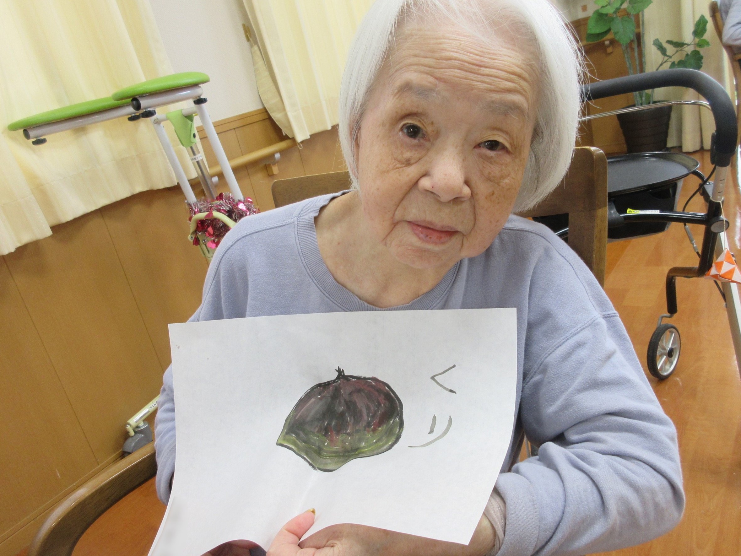 絵手紙 秋の実り-3　ニチイホーム登戸