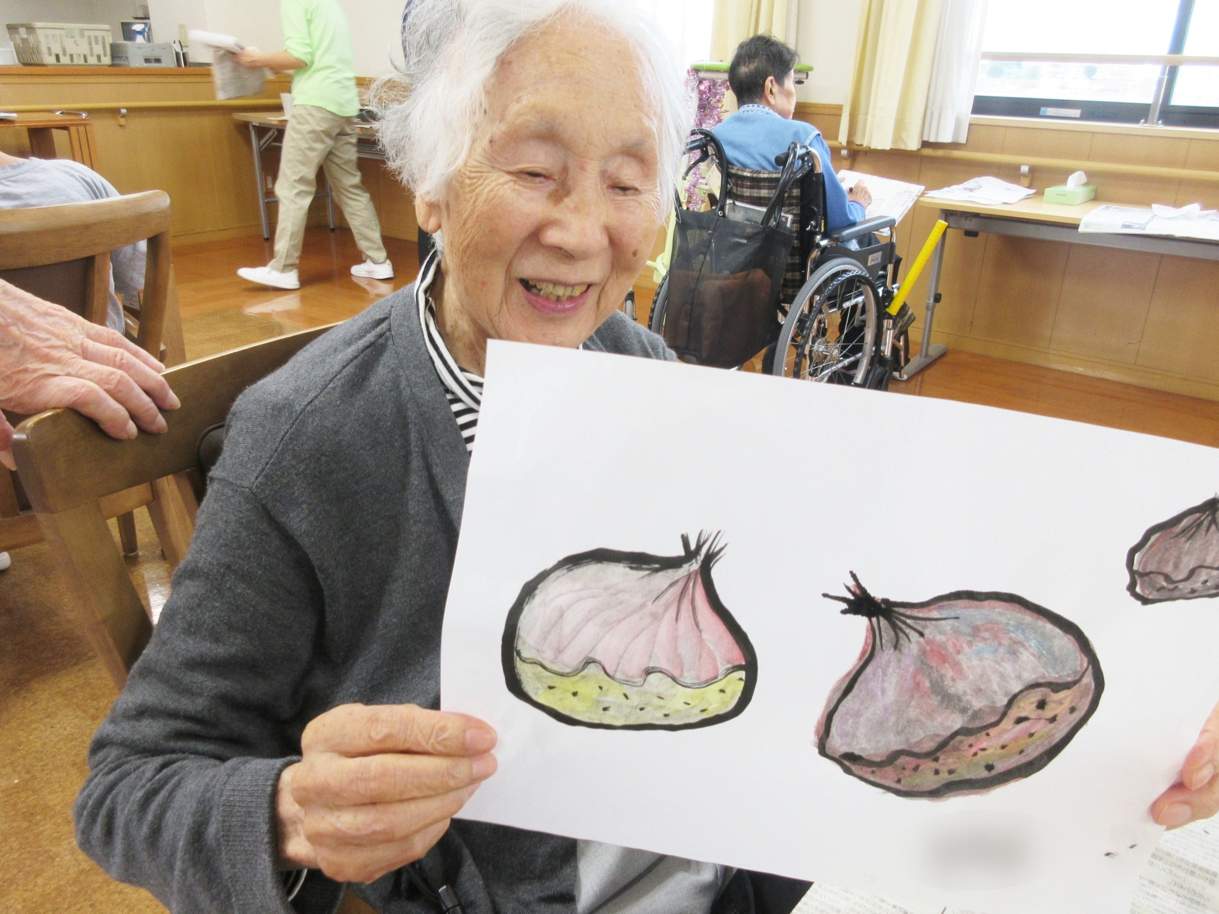 絵手紙 秋の実り-6　ニチイホーム登戸