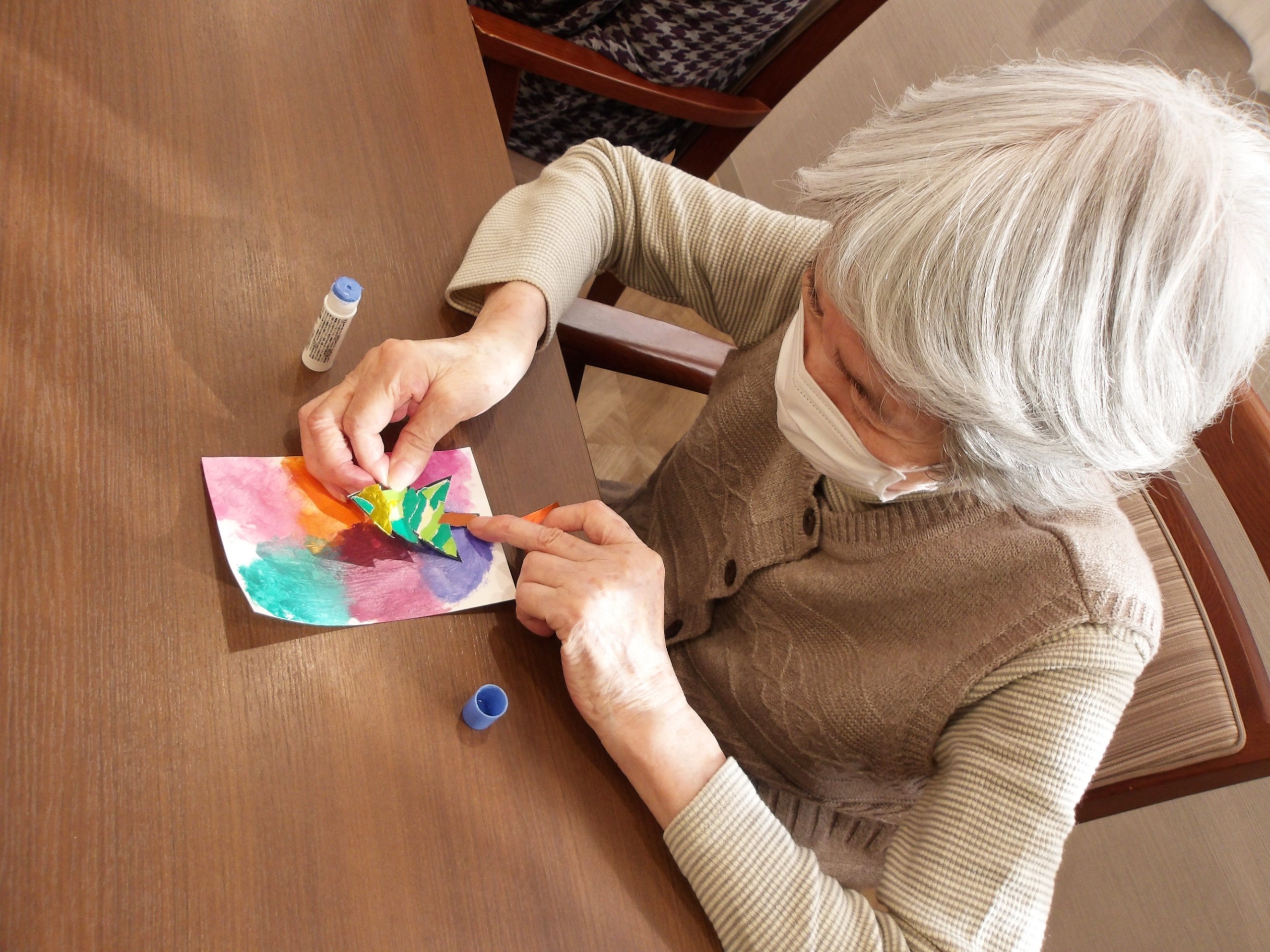 クリスマスカード作り-3　ニチイホーム野方