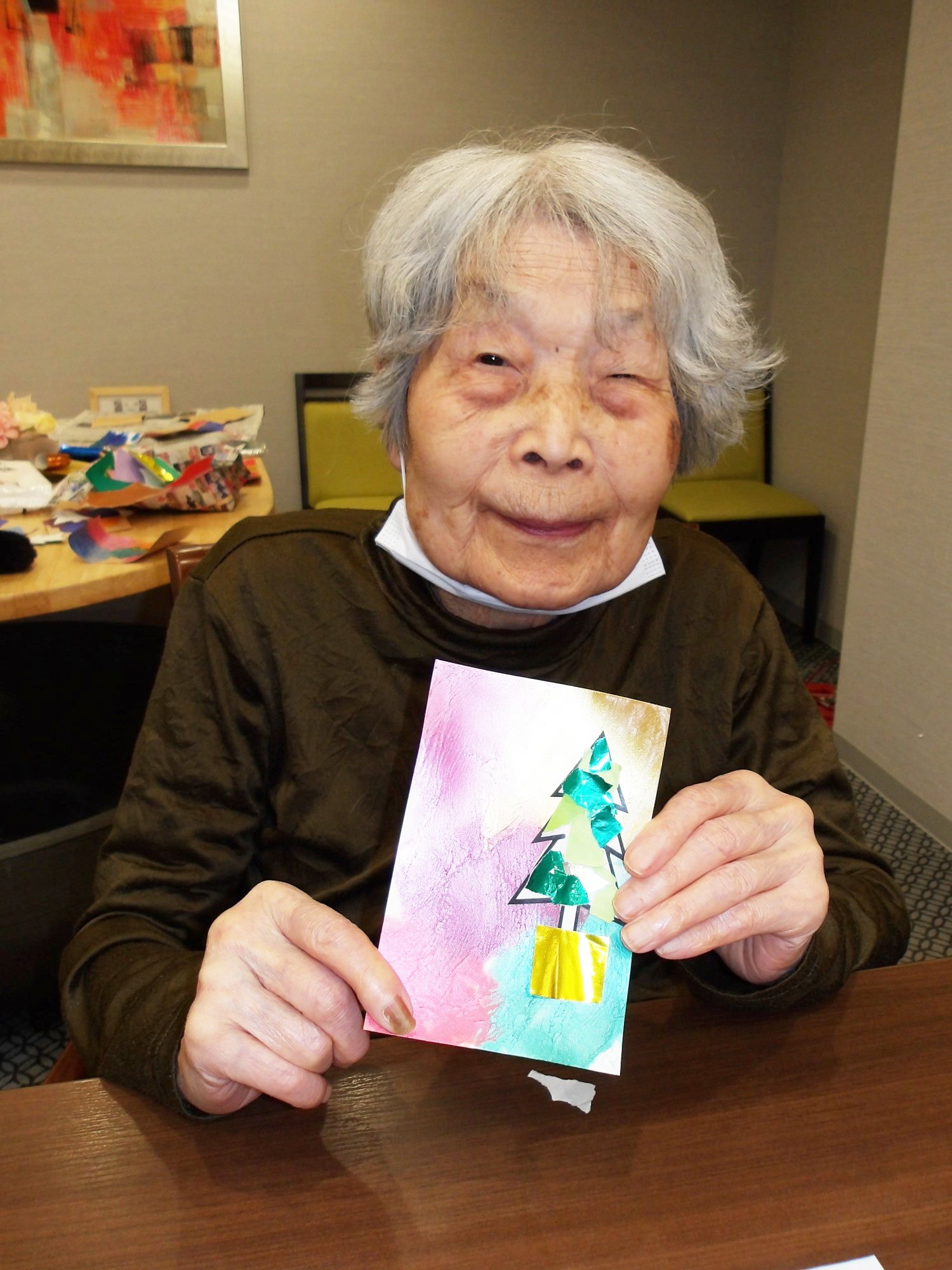 クリスマスカード作り-6　ニチイホーム野方